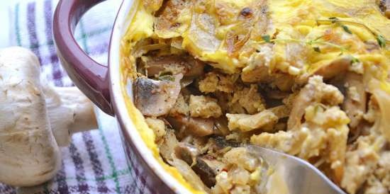 Potato casserole na may mga kabute at tofu (sandalan)