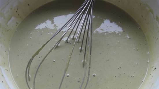 Torta di mousse di frittelle con tè matcha