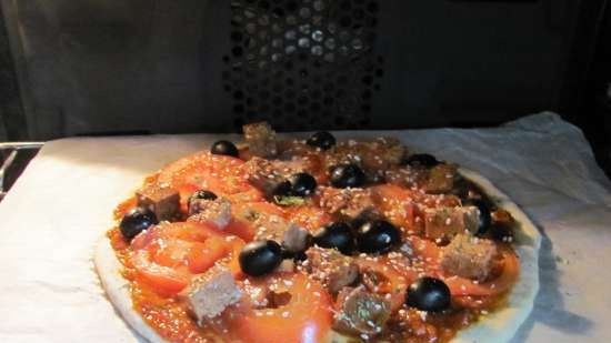 Pizza magra con tofu en escabeche