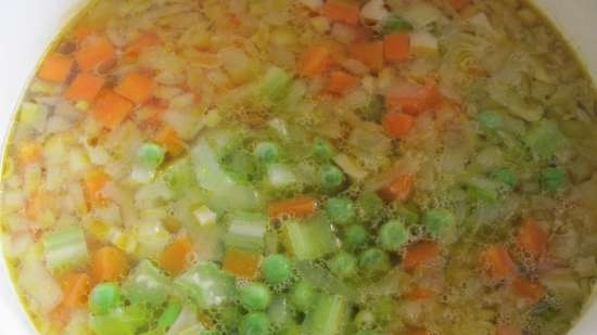 Sopa de verduras con caldo de pollo