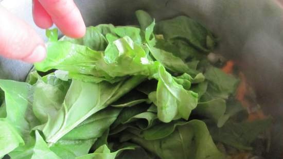 Mag-atas ng gulay na sopas na may spinach