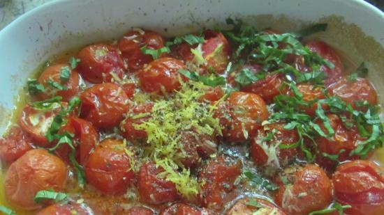 Espaguetis con tomates al horno (magros)