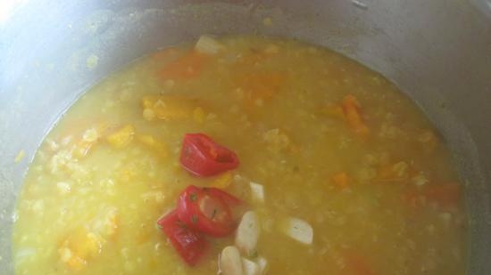 Kalabasa at sopas ng lentil cream