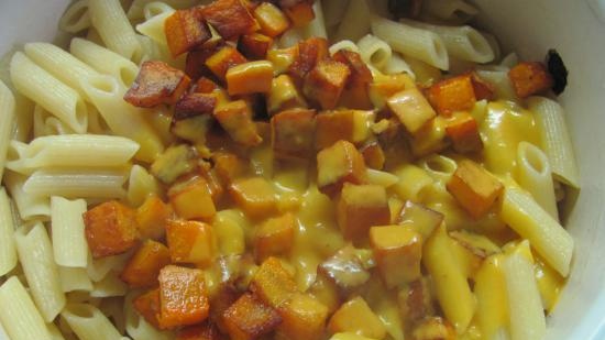 Pasta magra con calabaza y curry