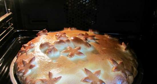 Torta con cavolo, uova e formaggio