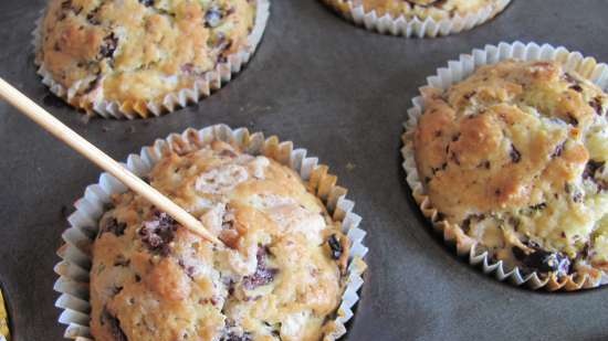 Cupcakes con cioccolato e mirtilli rossi secchi