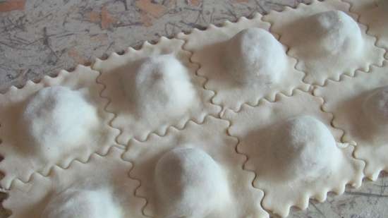 Ravioli vegetariani con cipolle e noci