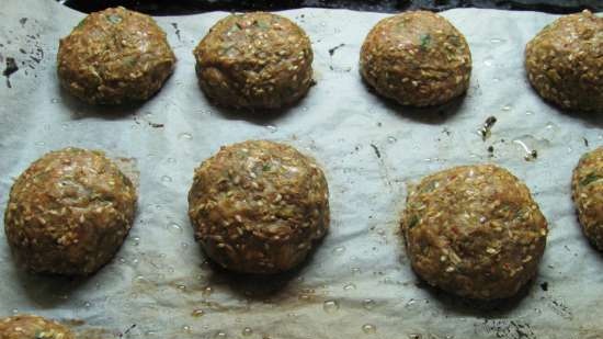 Eggplant meatballs with sesame seeds