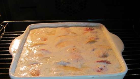 Clafoutis with peaches and star anise