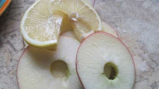 Hake fillet on an apple cushion