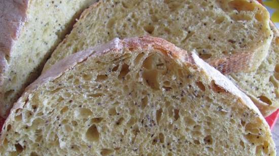 Sourdough bread with poppy seeds, onions and turmeric