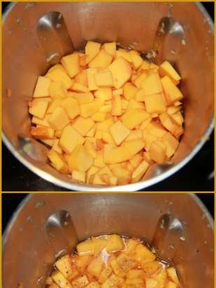 Pumpkin puree sopas na may mga hipon (Vitek VT-2620 sopas blender)