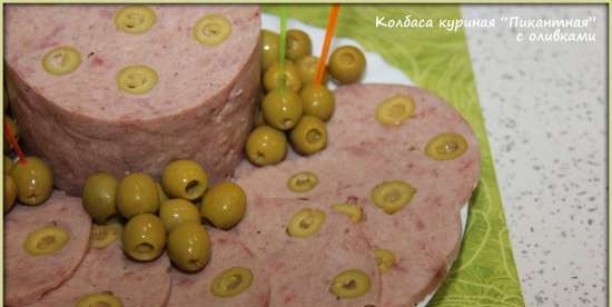 Piquant chicken sausage with olives (Tescoma ham)