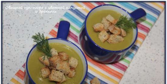 Vegetable puree soup with cauliflower and broccoli (Vitek VT-2620 soup blender)