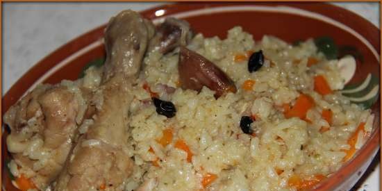 Pilaf sobre canyetes de pollastre (olla a pressió multicooker marca 6051)