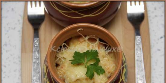 Julienne de gambes amb berenar de vi blanc per a dues persones (olla a pressió marca 6050 i assecador d'aire marca 35128)