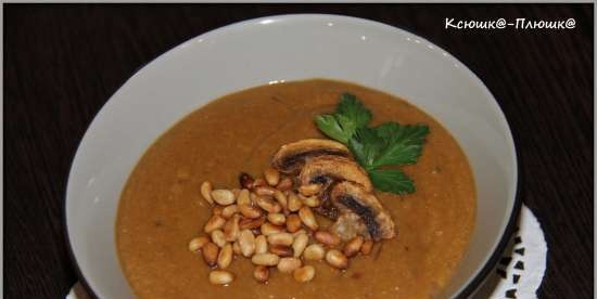 Sopa de puré d’albergínies i bolets al forn