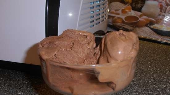 Chocolate ice cream with vanilla