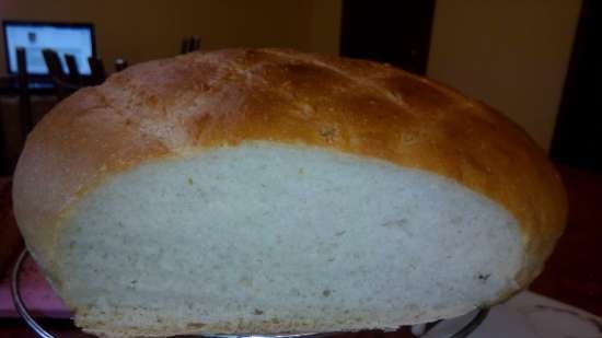 Wheat bread on ripe dough (self-leavening)