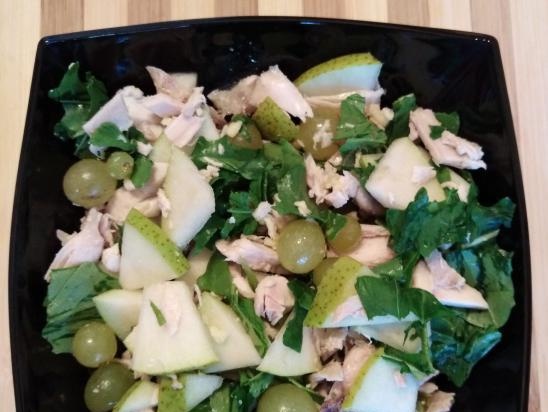 Pear, grape and chicken appetizer salad