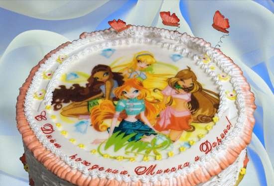 Torta tündérekkel Winx és mások rajzfilm alapján