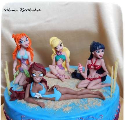 Mga cake na may mga engkanto batay sa cartoon Winx at iba pa