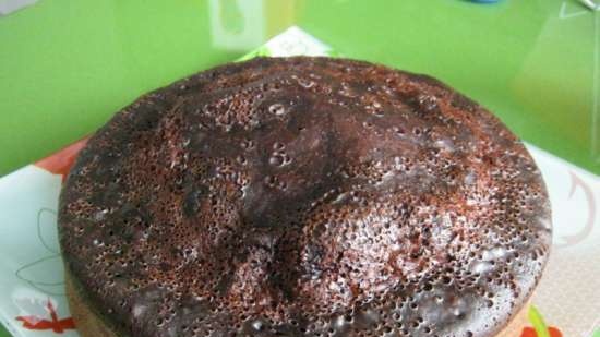 Chocolate cake on boiling water