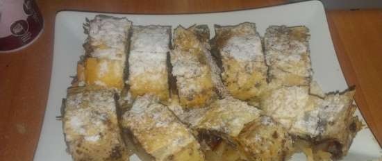 Pere avvolte in filo di mandorle e cioccolato