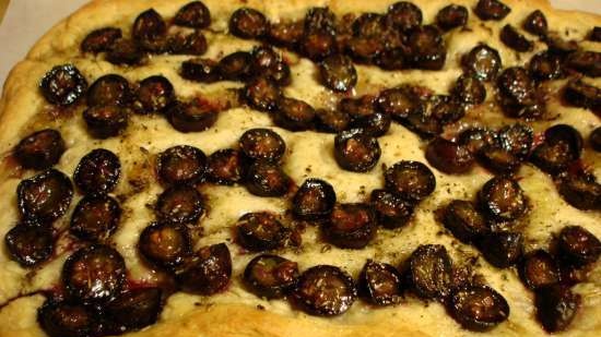 Italian Grape Bread (Focaccia with Grapes, Olive Oil at Pepper)