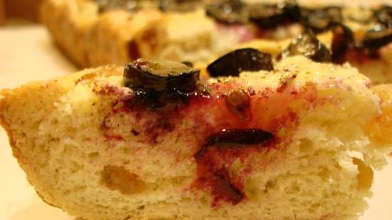 Italian Grape Bread (Focaccia with Grapes, Olive Oil at Pepper)