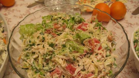 Ensalada de calamar y filete de ave