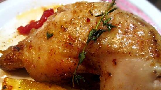 Lemon chicken baked in butter with adjika