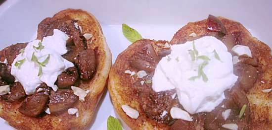 Prugna caramellata alla cannella su brioche