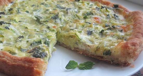 Tarta de calabacín con menta y queso de cabra