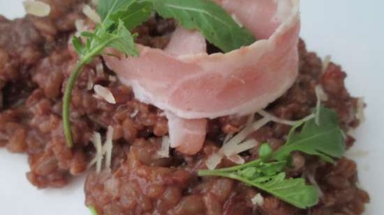 Chocolate risotto with gruyere