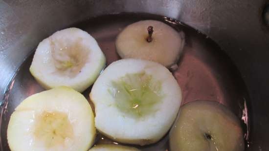 Poured stuffed apple in dough