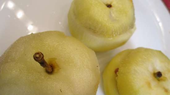 Poured stuffed apple in dough