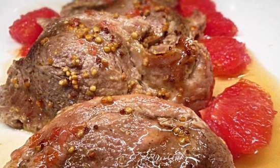 Carne de porc în sirop de grapefruit caramelizat