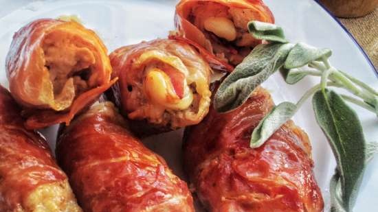 Involtini di carne al vino e doppio prosciutto