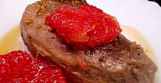 Carne de porc în sirop de grapefruit caramelizat