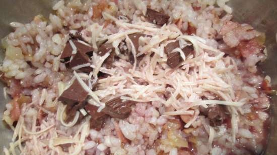 Chocolate risotto with gruyere