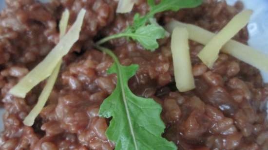 Chocolate risotto with gruyere