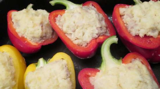 Pepper with meat under a potato cap