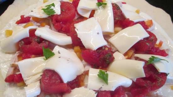 Dunne Italiaanse pizza met mozzarella