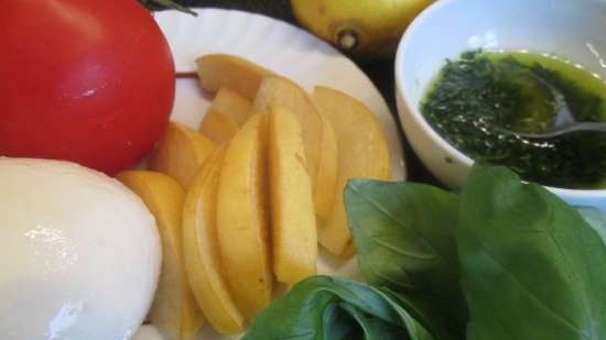 Caprese a la rusa con membrillo al horno