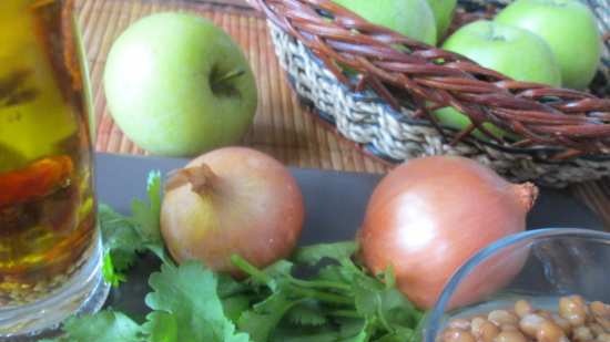 Apples stuffed with spiced lentils