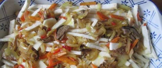 Casseruola di sedano con funghi