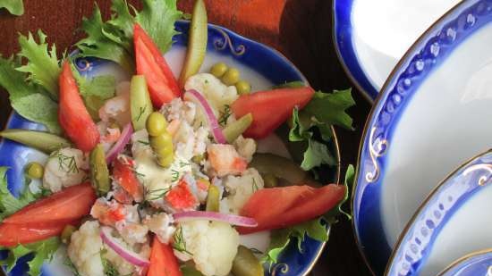 Insalata con polpa di granchio e cavolfiore