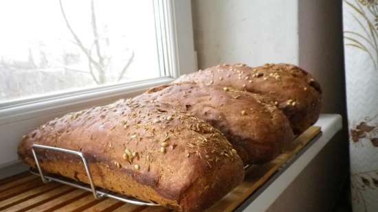 Pane integrale, pane di segale con pasta e malto alla crema