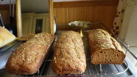 Pane integrale, pane di segale con pasta e malto alla crema